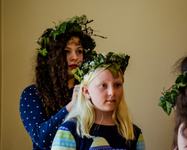 As many cousins/friends as considered themselves "not too old" were made flower girls. Here are Rosie and Reagan.